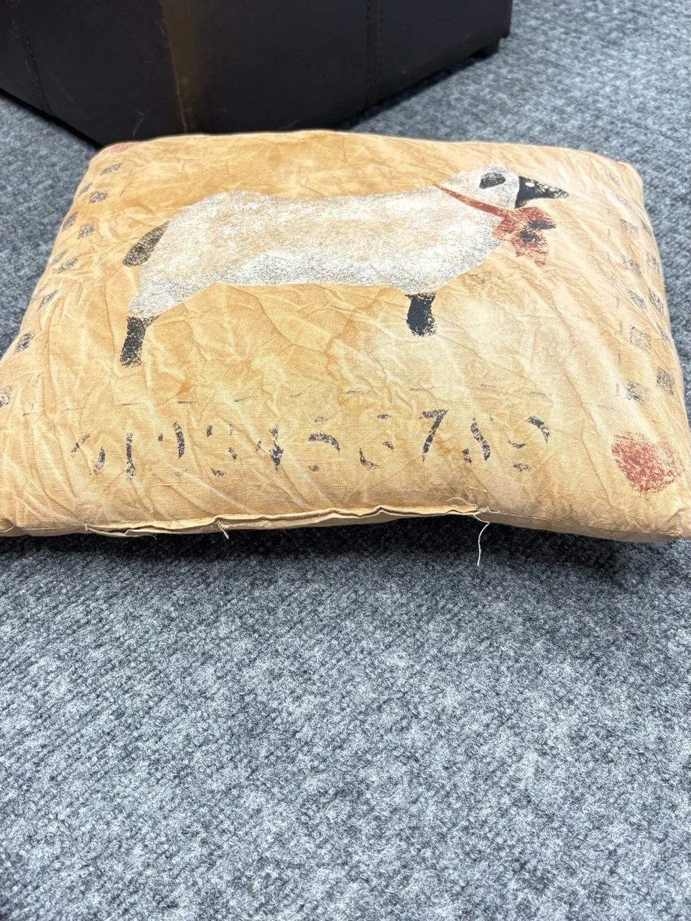 Tan Sheep Motif Accent Pillow with Rustic Charm
